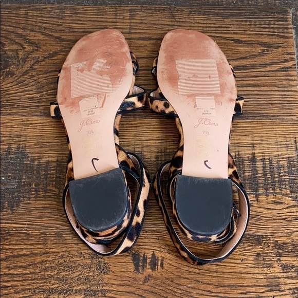 J. Crew cross-strap sandal leopard calf hair AJ151 - Picture 3 of 3